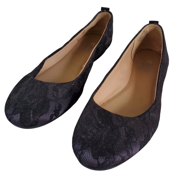 EASY SPIRIT e360 Ballet Flats Shoes Women's 7M Black Lace Non Slip Cushioned - Picture 3 of 12